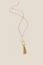 Francesca's Diana Metal Tassel Pendant Necklace - Ivory