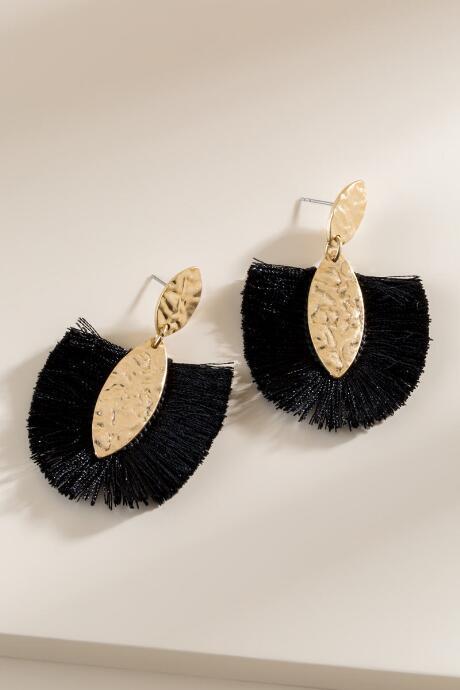 Francesca's Jennifer Tassel Earrings In Black - Black