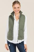 Mi Ami Amabella Quilted Side Zip Puffer Vest - Olive
