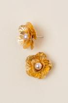 Francesca's Rosalie Antique Pearl Stud Earring - Gold