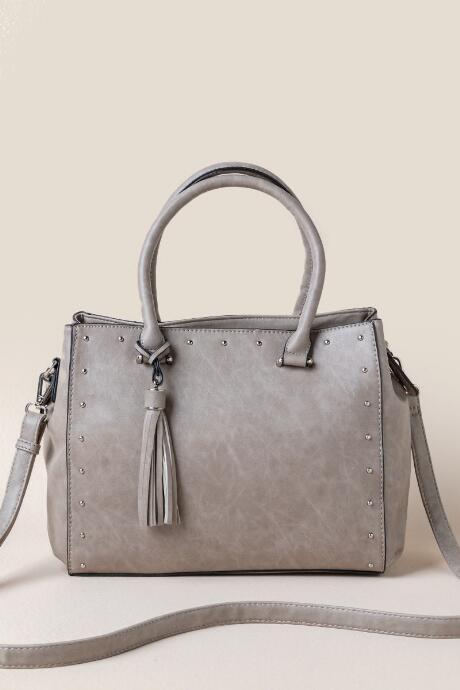Francesca's Maddie Distressed Tote - Gray