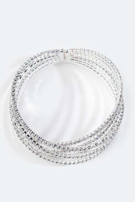 Francesca's Catlina Criss-cross Crystal Cuff - Silver