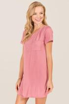 Alya Kyla Roll Sleeve Knit Dress - Rose