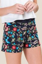 Francesca's Monica Floral Embroidered Shorts - Black