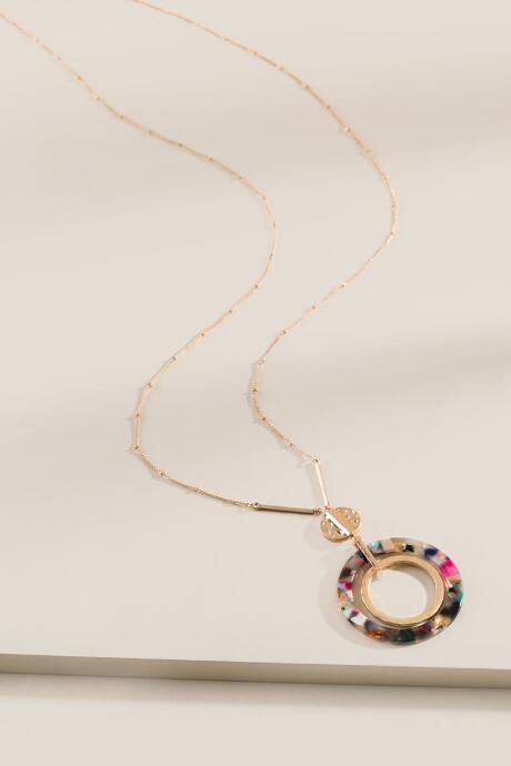 Francesca's Lucille Open Circle Pendant Necklace - Multi