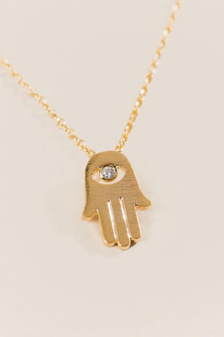 Francesca Inchess Hamsa Hand Crystal Pendant - Gold