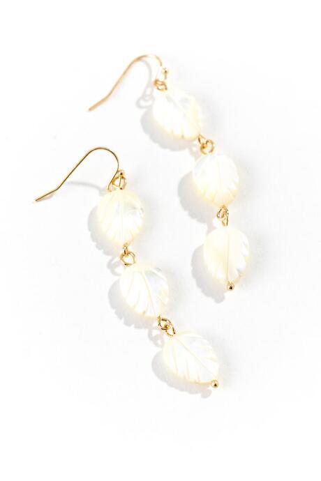 Francesca's Celine Linear Drop Earrings - Pearl