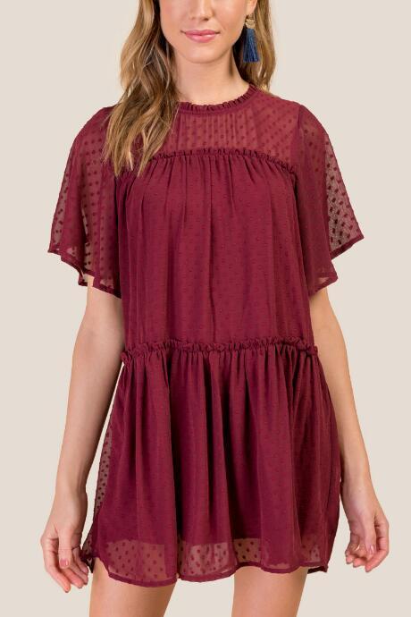 Francesca Inchess Dakota Tiered Shift Dress - Raspberry