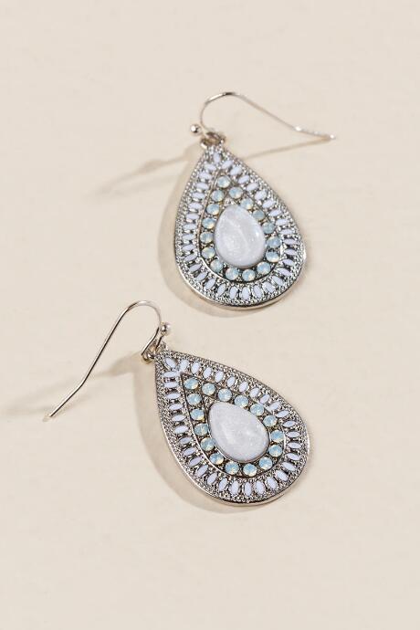 Francesca's Nina Tonal Teardrop Earrings - White