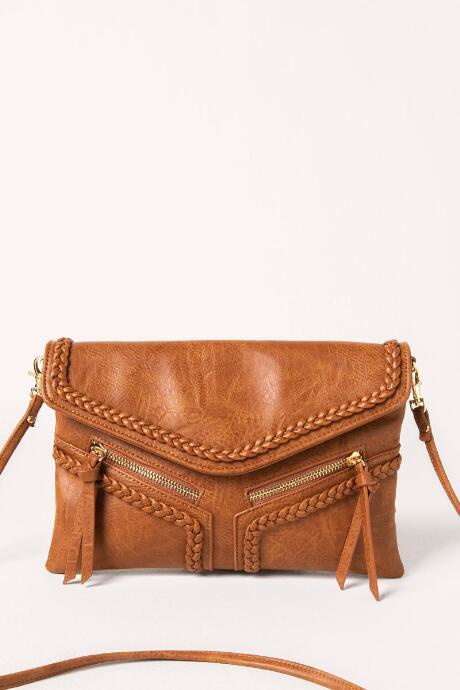 Francesca Inchess Samantha Vegan Leather Crossbody In Brown - Brown