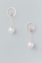 Francesca's Merrick Circle Pearl Drop Earring In Rose Gold - Rose/gold