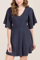Francesca's Elise Polka Dot Cutout Dress - Navy