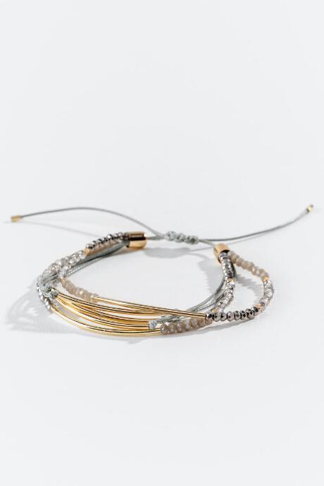 Francesca's Shonte Pull Tie Bracelet In Gray - Gray