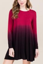 Francesca's Mariam Lattice Back Ombre Knit Dress - Burgundy