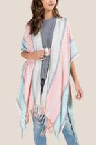 Francesca's Jeanette Tribal Fringe Ruana - Pink