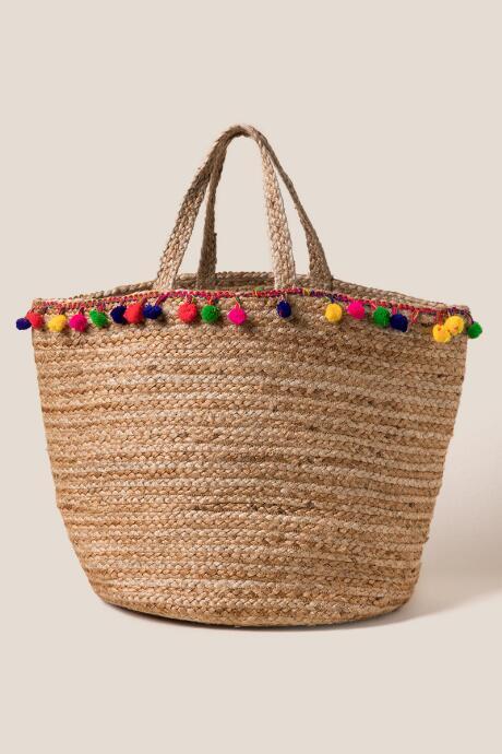 Francesca's Santana Pom Tote - Tan