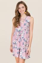 Clothing Violetta Lattice Floral Dress - Blush