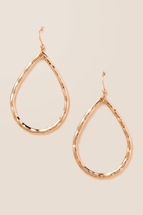 Francesca's Natasha Hammered Teardrop Earring - Gold