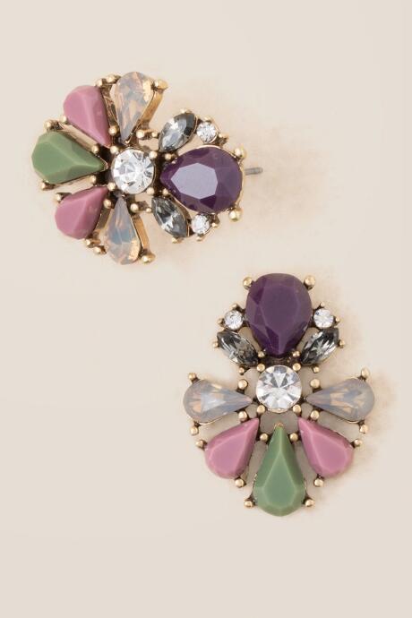 Francesca's Paola Statement Stud Earring - Purple