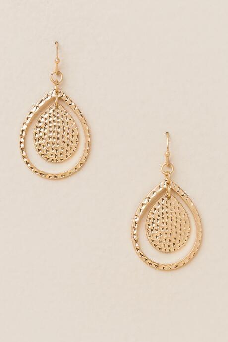 Francesca's Mindie Hammered Teardrop Earring - Gold