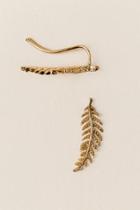 Francesca's Jennifer Leaf Crawler Earring - Gold