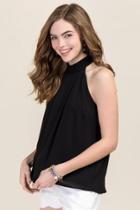 Blue Rain Karlee High Neck Halter Top - Black