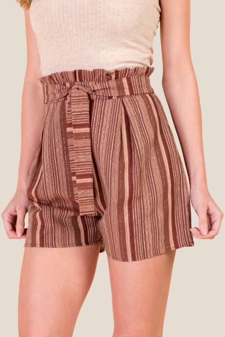 Francesca's Maura Paperbag Waist Shorts - Tortoise