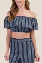 Francesca's Alanna Off The Shoulder Crop Top - Lite