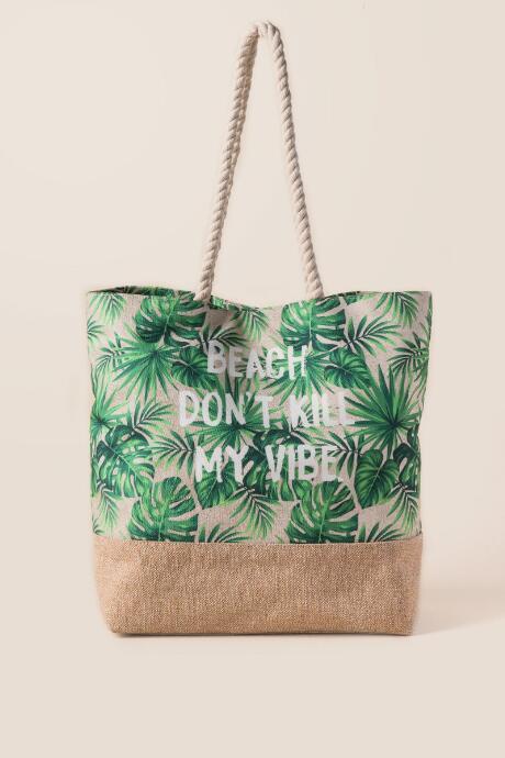 Francesca's Beach Don't Kill My Vibe Beach Tote - Tan