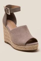 Francesca Inchess Sweetie Peep Toe Covered Jute Wedge - Taupe