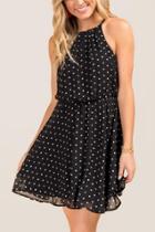 Francesca's Maia High Neck A-line Dress - Black
