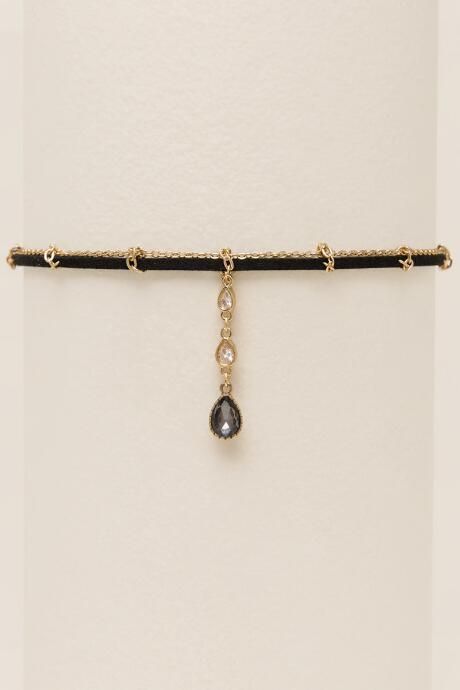 Francesca's Cara Suede And Chain Choker In Black - Black