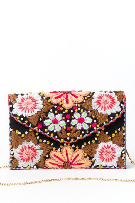 Francesca's Kim Floral Embroidered Clutch - Pink