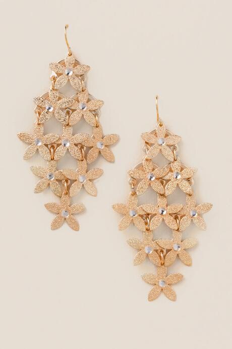 Francesca's Taina Statement Flower Kite Earrings - Gold