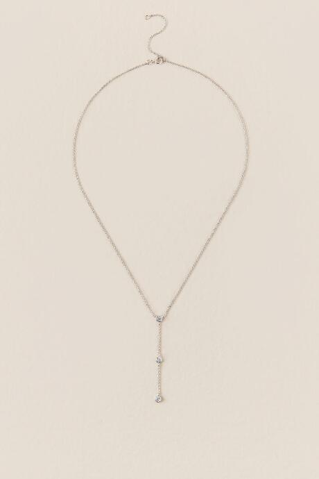 Francesca's Sterling Silver Cubic Zirconia Y Necklace - Silver