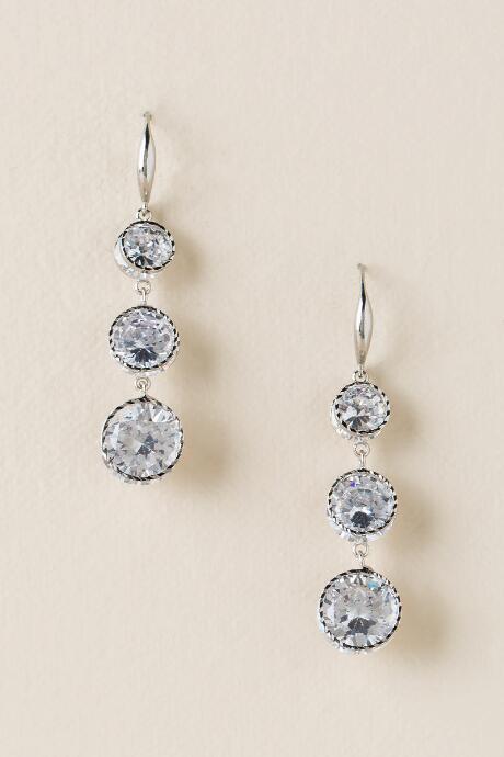 Francesca's Sydney Cubic Zirconia Ascending Round Drop Earring - Crystal