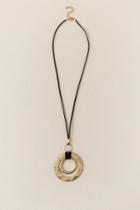 Francesca's Tessa Hammered Medallion Necklace - Black