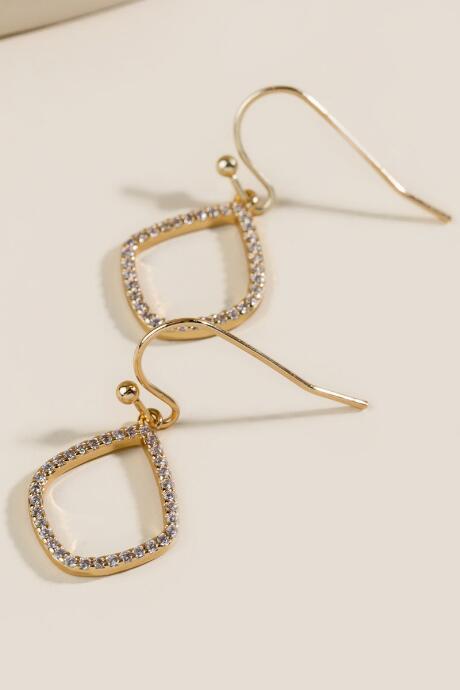 Francesca's Jessica Open Diamond Drop Earrings - Crystal