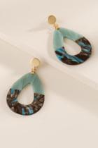Francesca's Casey Mixed Resin Teardrop Earrings - Jade