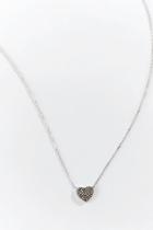 Francesca's Kaitlyn Pav Heart Pendant Necklace - Hematite