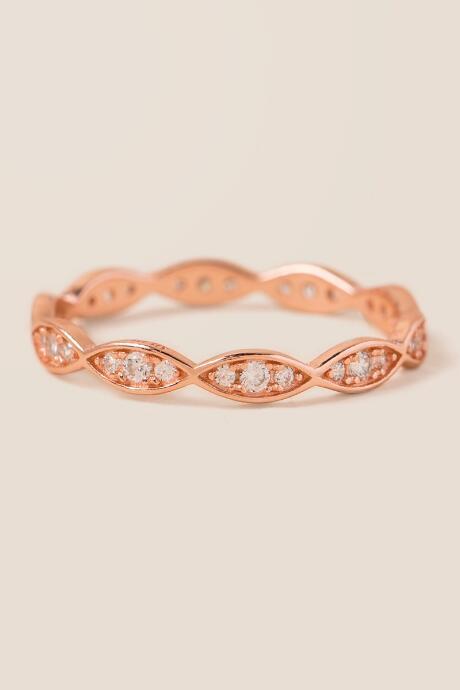 Francesca's Ava Scallop Pav Ring - Rose/gold