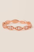 Francesca's Ava Scallop Pav Ring - Rose/gold