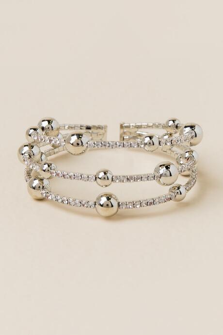 Francesca's Finola Cupchain Ball Cuff Bracelet In Silver - Crystal