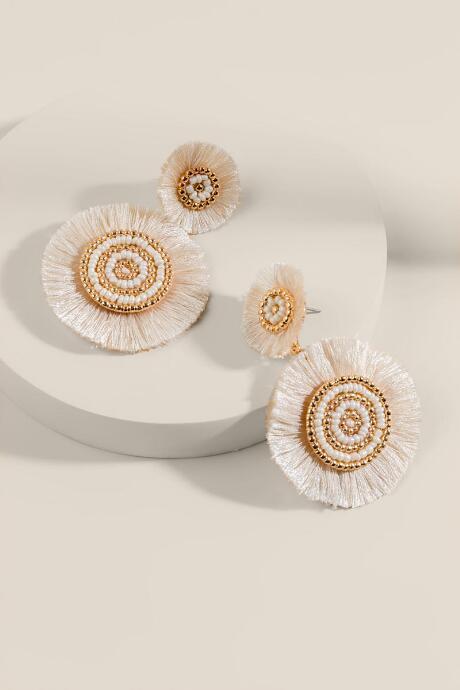Francesca's Savannah Beaded Statement Earrings - Ivory