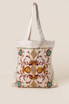 Francesca's Mesa Embroidered Canvas Tote In Ivory - Natural