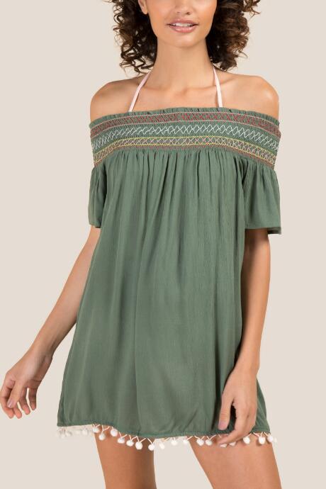 Francesca Inchess Rylan Off The Shoulder Tank Dress Cover-up - Olive