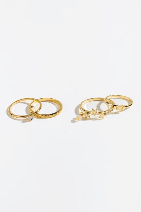 Francesca's Gabrielle Star & Charm Ring Set - Gold
