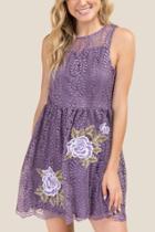 Francesca Inchess Joan Floral Applique A-line Dress - Vintage Purple