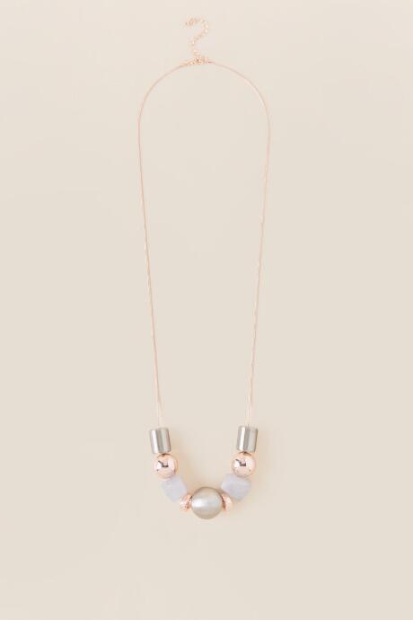Francesca's Clementina Metal Bead Statement Necklace - Gray