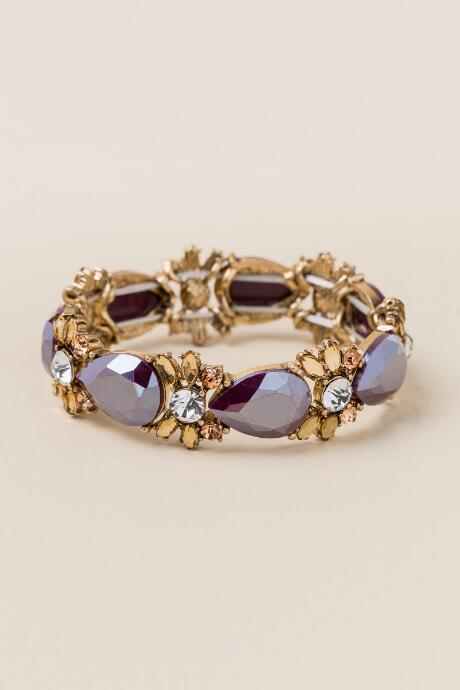 Francesca's Felicity Teardrop Stretch Bracelet - Purple